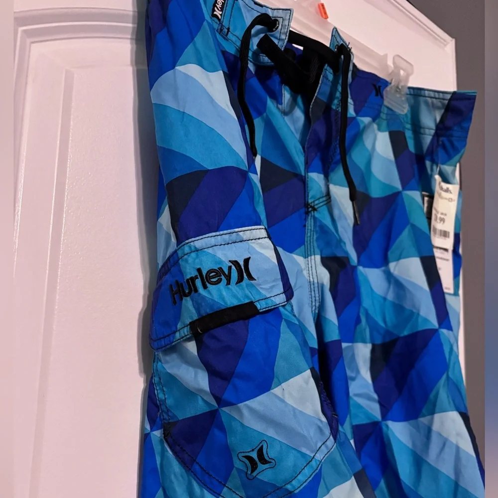 NWT Men's Blue Geometric Swim Trunks - Hurley NWT - Picture 4 of 7